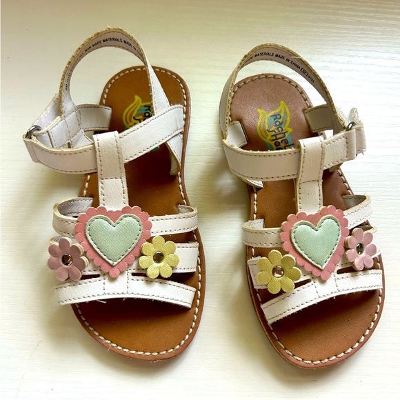 Rachel Shoes Girl Size 8M Kaisley White Strappy Flower Hook & Loop Summer Sandal - Picture 1 of 4